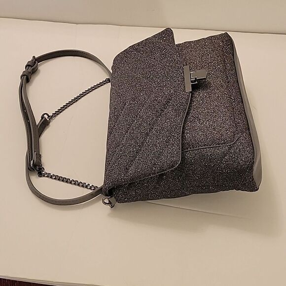 WOMEN"S A.NEW DAY BLACK GLITTER SPARKLE DESIGN OVER THE SHOULDER BAG - Picture 8 of 15